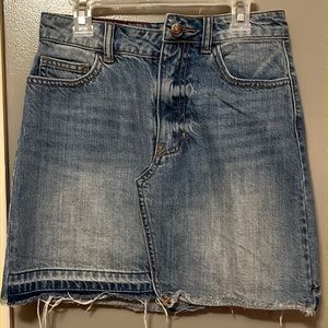 Cello denim, asymmetric skirt